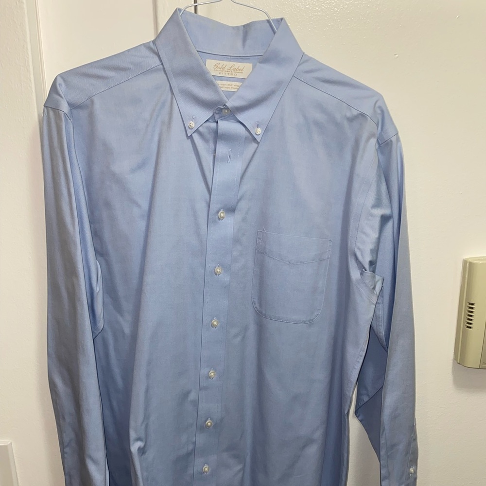 Roundtree & Yorke gold label fitted pale blue button down size 16 1/2 - 35